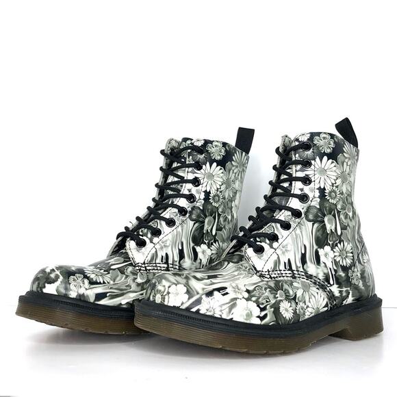 Dr. Martens Shoes - Dr Martens Floral Slime Paint Slick 1460 Pascal Lace Up Boots Women’s 6 Shoes